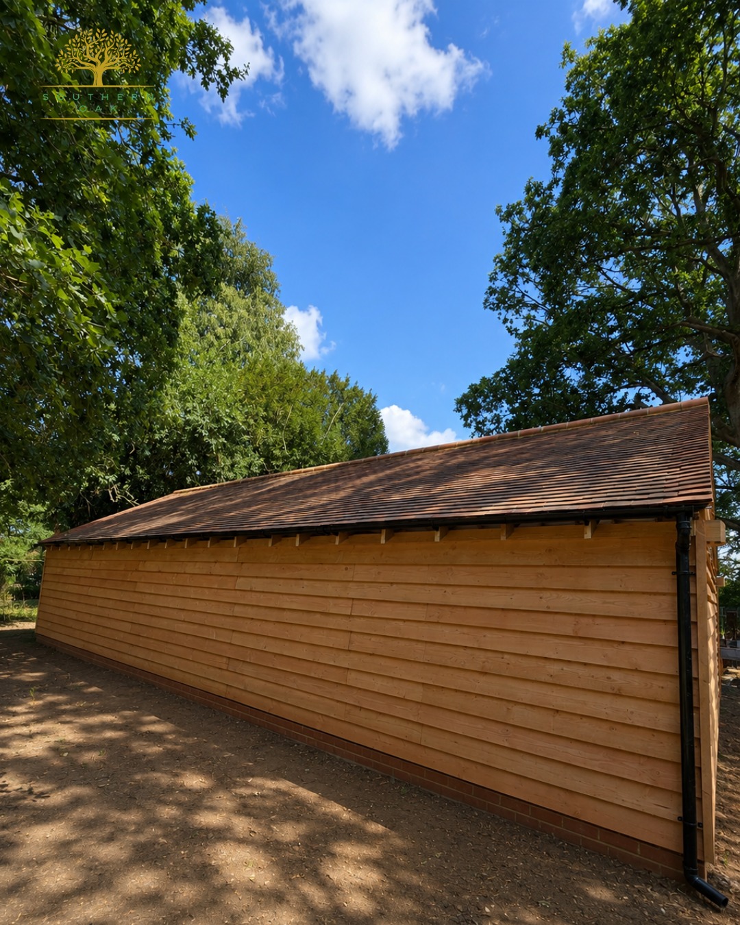 Two-bay oak framed garage project in Essex by Southern Oak
